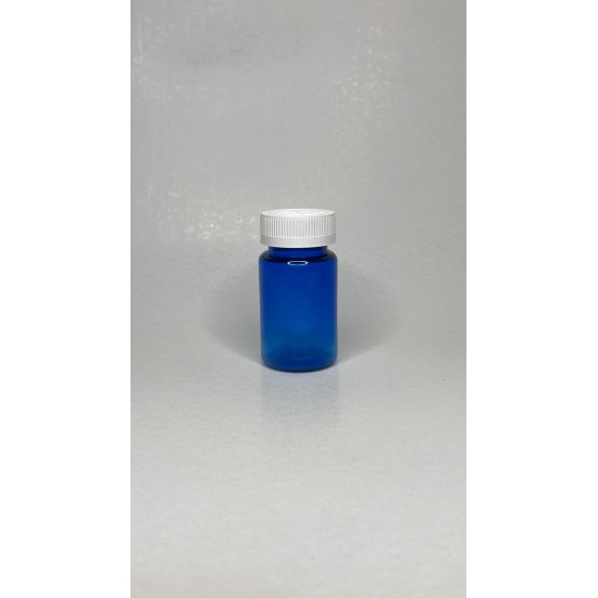 100 ml Mavi (Kobalt) Tablet Şişesi | Beyaz Çocuk Emniyetli Kapaklı Vitamin, Kapsül ve Takviye Edici Gıda Kutusu (650 Adet/Koli)
