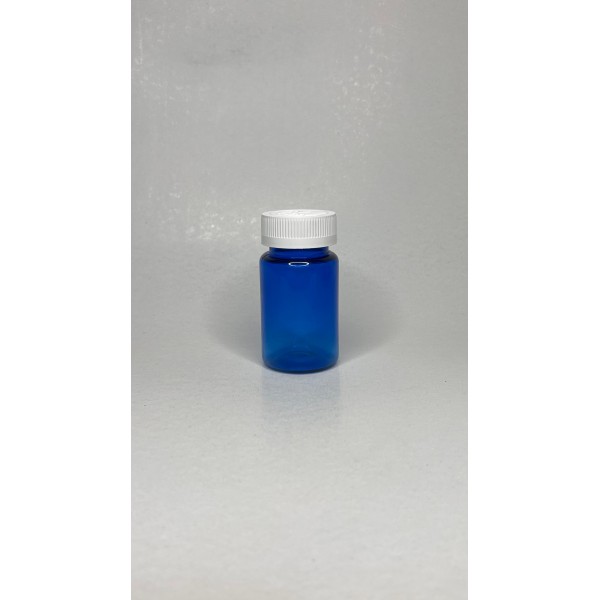 100 ml Mavi (Kobalt) Tablet Şişesi | Beyaz Çocuk Emniyetli Kapaklı Vitamin, Kapsül ve Takviye Edici Gıda Kutusu (650 Adet/Koli)