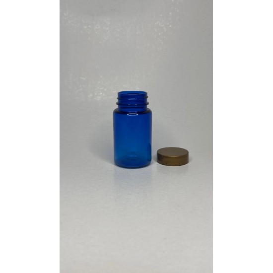 100 ml Mavi (Kobalt) Tablet Şişesi | Gold Kapaklı Vitamin, Kapsül ve Takviye Edici Gıda Kutusu (650 Adet/Koli)