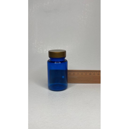 100 ml Mavi (Kobalt) Tablet Şişesi | Gold Kapaklı Vitamin, Kapsül ve Takviye Edici Gıda Kutusu (650 Adet/Koli)