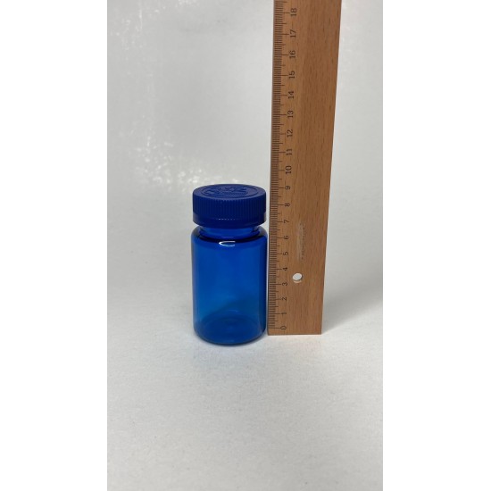 100 ml Mavi (Kobalt) Tablet Şişesi | Mavi Çocuk Emniyetli Kapaklı Vitamin, Kapsül ve Takviye Edici Gıda Kutusu (650 Adet/Koli)