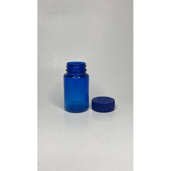 100 ml Mavi (Kobalt) Tablet Şişesi | Mavi Çocuk Emniyetli Kapaklı Vitamin, Kapsül ve Takviye Edici Gıda Kutusu (650 Adet/Koli)