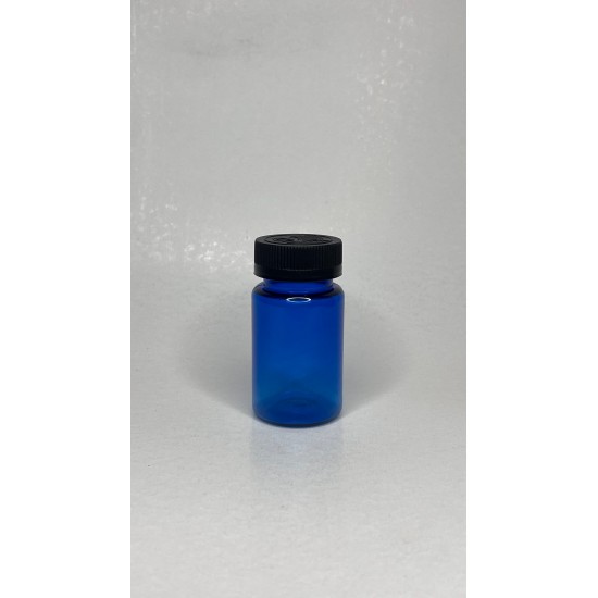 100 ml Mavi (Kobalt) Tablet Şişesi | Siyah Çocuk Emniyetli Kapaklı Vitamin, Kapsül ve Takviye Edici Gıda Kutusu (650 Adet/Koli)