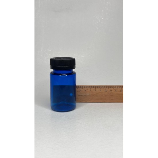 100 ml Mavi (Kobalt) Tablet Şişesi | Siyah Çocuk Emniyetli Kapaklı Vitamin, Kapsül ve Takviye Edici Gıda Kutusu (650 Adet/Koli)