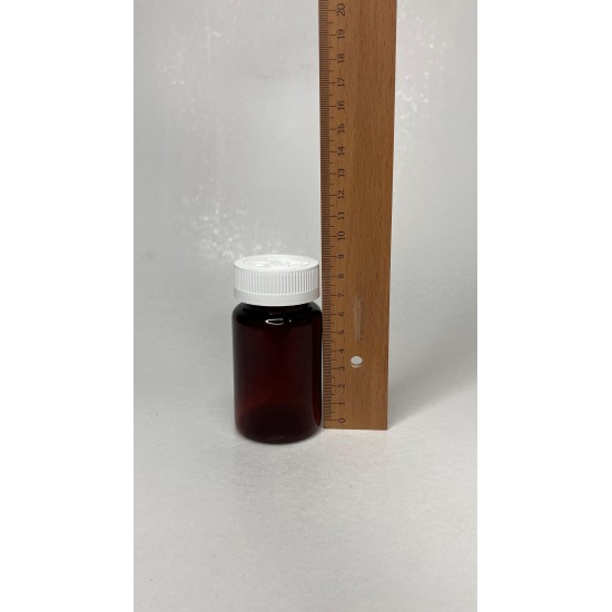 100 ml Kahverengi (Amber) Tablet Şişesi | Çocuk Emniyetli Beyaz Kapaklı Vitamin, Kapsül ve Takviye Edici Gıda Kutusu (650 Adet/Koli)