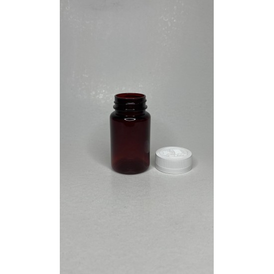 100 ml Kahverengi (Amber) Tablet Şişesi | Çocuk Emniyetli Beyaz Kapaklı Vitamin, Kapsül ve Takviye Edici Gıda Kutusu (650 Adet/Koli)