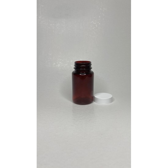 100 ml Kahverengi (Amber) Tablet Şişesi | Beyaz Kapaklı Vitamin, Kapsül ve Takviye Edici Gıda Kutusu (650 Adet/Koli)