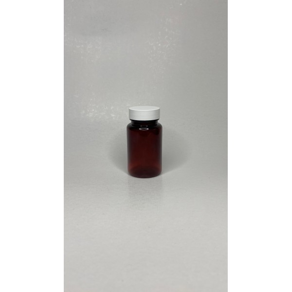 100 ml Kahverengi (Amber) Tablet Şişesi | Beyaz Kapaklı Vitamin, Kapsül ve Takviye Edici Gıda Kutusu (650 Adet/Koli)