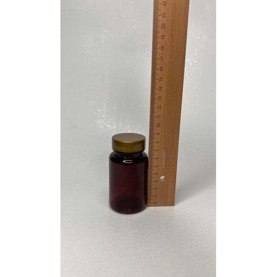 100 ml Kahverengi (Amber) Tablet Şişesi | Gold Kapaklı Vitamin, Kapsül ve Takviye Edici Gıda Kutusu (650 Adet/Koli)