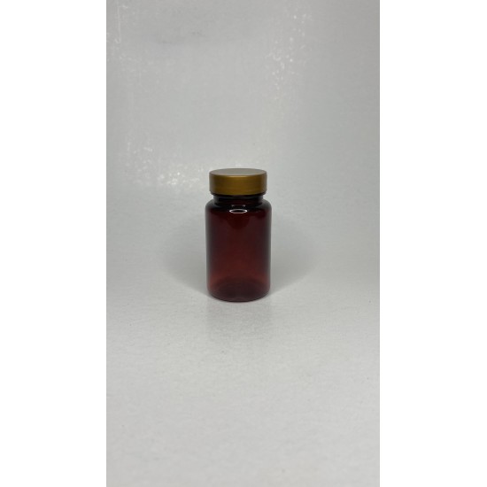 100 ml Kahverengi (Amber) Tablet Şişesi | Gold Kapaklı Vitamin, Kapsül ve Takviye Edici Gıda Kutusu (650 Adet/Koli)