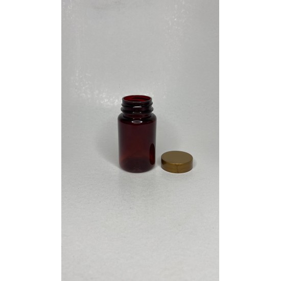 100 ml Kahverengi (Amber) Tablet Şişesi | Gold Kapaklı Vitamin, Kapsül ve Takviye Edici Gıda Kutusu (650 Adet/Koli)