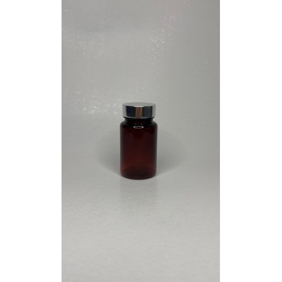 100 ml Kahverengi (Amber) Tablet Şişesi | Gümüş Kapaklı Vitamin, Kapsül ve Takviye Edici Gıda Kutusu (650 Adet/Koli)