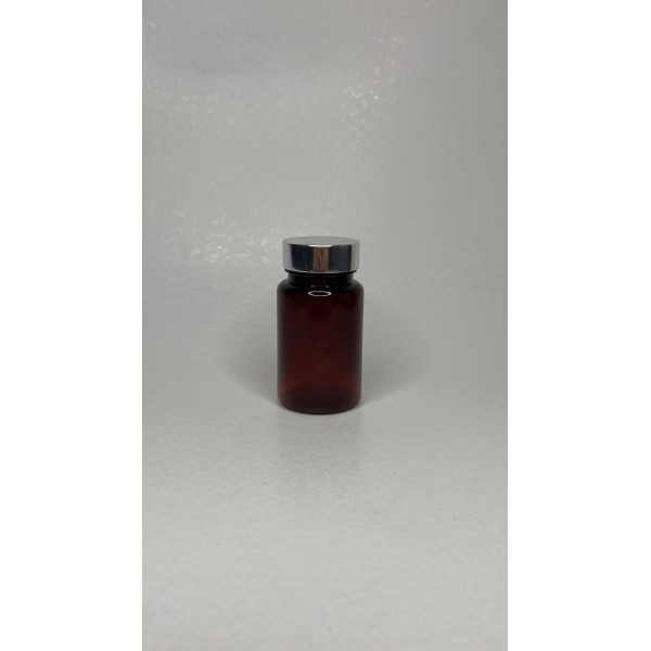 100 ml Kahverengi (Amber) Tablet Şişesi | Gümüş Kapaklı Vitamin, Kapsül ve Takviye Edici Gıda Kutusu (650 Adet/Koli)