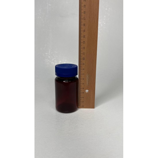 100 ml Kahverengi (Amber) Tablet Şişesi | Mavi Çocuk Emniyetli Kapaklı Vitamin, Kapsül ve Takviye Edici Gıda Kutusu (650 Adet/Koli)