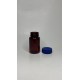 100 ml Kahverengi (Amber) Tablet Şişesi | Mavi Çocuk Emniyetli Kapaklı Vitamin, Kapsül ve Takviye Edici Gıda Kutusu (650 Adet/Koli)