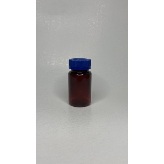 100 ml Kahverengi (Amber) Tablet Şişesi | Mavi Çocuk Emniyetli Kapaklı Vitamin, Kapsül ve Takviye Edici Gıda Kutusu (650 Adet/Koli)