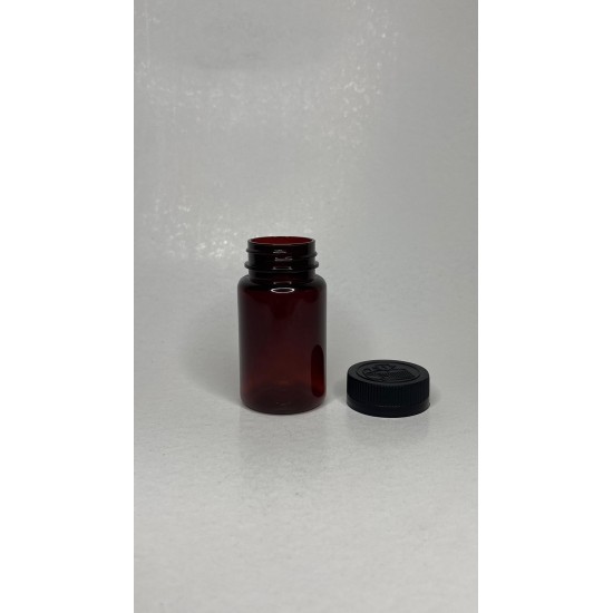 100 ml Kahverengi (Amber) Tablet Şişesi | Siyah Kapaklı Vitamin, Kapsül ve Takviye Edici Gıda Kutusu (650 Adet/Koli)