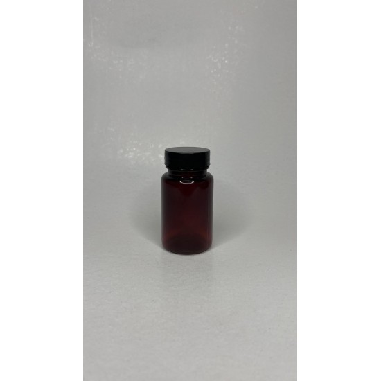 100 ml Kahverengi (Amber) Tablet Şişesi | Siyah Kapaklı Vitamin, Kapsül ve Takviye Edici Gıda Kutusu (650 Adet/Koli)