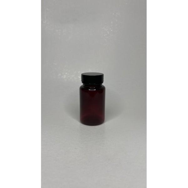 100 ml Kahverengi (Amber) Tablet Şişesi | Siyah Kapaklı Vitamin, Kapsül ve Takviye Edici Gıda Kutusu (650 Adet/Koli)