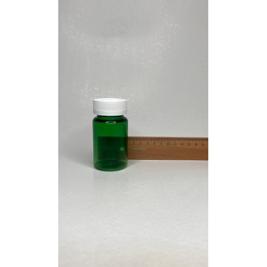 100 ml Yeşil Tablet Şişesi | Beyaz Çocuk Emniyetli Kapaklı Vitamin, Kapsül ve Takviye Edici Gıda Kutusu (650 Adet/Koli)