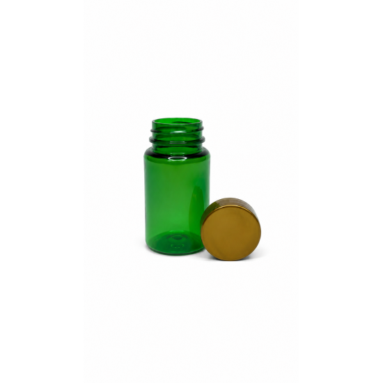 100 ml Yeşil Tablet Şişesi | Gold Kapaklı Vitamin, Kapsül ve Takviye Edici Gıda Kutusu (650 Adet/Koli)