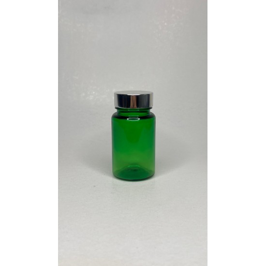 100 ml Yeşil Tablet Şişesi | Gümüş Kapaklı Vitamin, Kapsül ve Takviye Edici Gıda Kutusu (650 Adet/Koli)