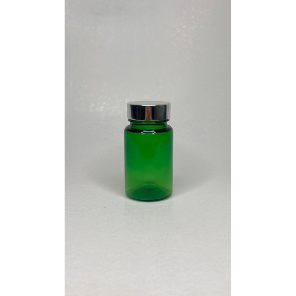 100 ml Yeşil Tablet Şişesi | Gümüş Kapaklı Vitamin, Kapsül ve Takviye Edici Gıda Kutusu (650 Adet/Koli)