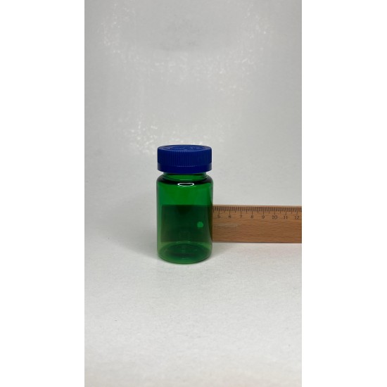 100 ml Yeşil Tablet Şişesi | Mavi Çocuk Emniyetli Kapaklı Vitamin, Kapsül ve Takviye Edici Gıda Kutusu (650 Adet/Koli)
