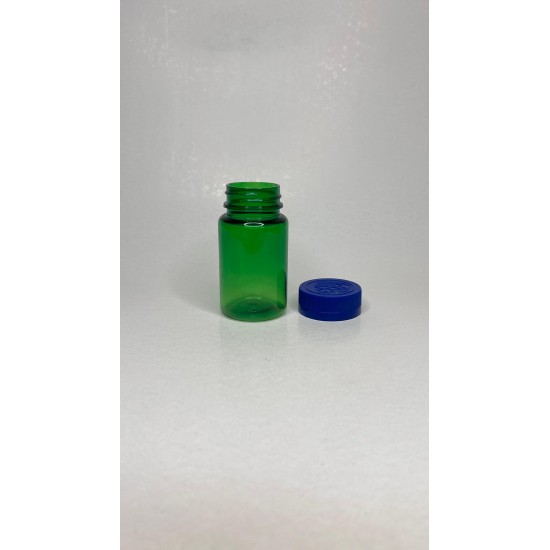 100 ml Yeşil Tablet Şişesi | Mavi Çocuk Emniyetli Kapaklı Vitamin, Kapsül ve Takviye Edici Gıda Kutusu (650 Adet/Koli)