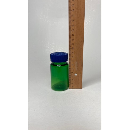 100 ml Yeşil Tablet Şişesi | Mavi Çocuk Emniyetli Kapaklı Vitamin, Kapsül ve Takviye Edici Gıda Kutusu (650 Adet/Koli)
