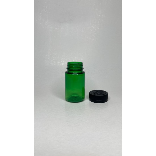 100 ml Yeşil Tablet Şişesi | Siyah Çocuk Emniyetli Kapaklı Vitamin, Kapsül ve Takviye Edici Gıda Kutusu (650 Adet/Koli)