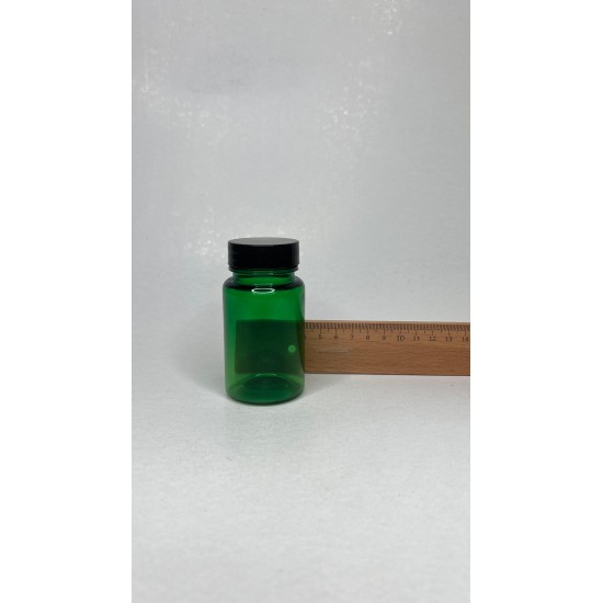 100 ml Yeşil Tablet Şişesi | Siyah Kapaklı Vitamin, Kapsül ve Takviye Edici Gıda Kutusu (650 Adet/Koli)