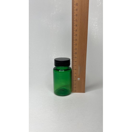 100 ml Yeşil Tablet Şişesi | Siyah Kapaklı Vitamin, Kapsül ve Takviye Edici Gıda Kutusu (650 Adet/Koli)