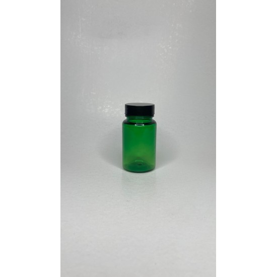 100 ml Yeşil Tablet Şişesi | Siyah Kapaklı Vitamin, Kapsül ve Takviye Edici Gıda Kutusu (650 Adet/Koli)