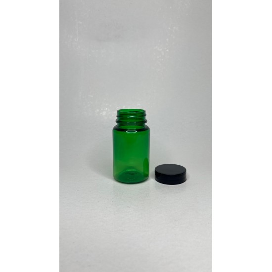 100 ml Yeşil Tablet Şişesi | Siyah Kapaklı Vitamin, Kapsül ve Takviye Edici Gıda Kutusu (650 Adet/Koli)