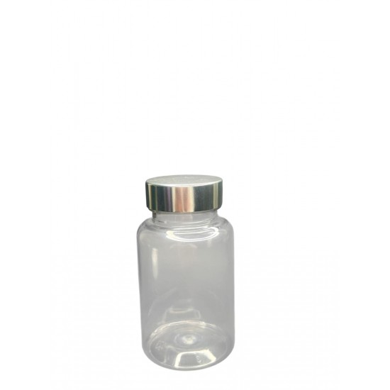 150 ml Şeffaf Tablet Şişesi | Gümüş Kapaklı Vitamin, Kapsül ve Takviye Edici Gıda Kutusu (380 Adet/Koli)