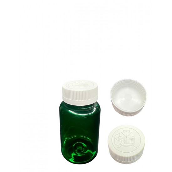 150 ML YEŞİL TABLET ŞİŞESİ - COCUK EMNİYETLİ BEYAZ KAPAK 1 KOLİ 380 ADET
