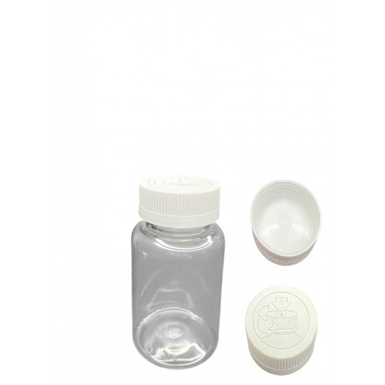150 ml Şeffaf Tablet Şişesi | Beyaz Çocuk Emniyetli Kapaklı Vitamin, Kapsül ve Takviye Edici Gıda Kutusu (380 Adet/Koli)