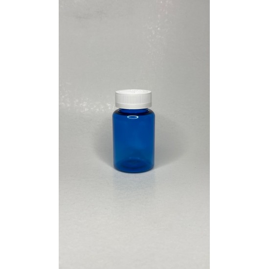 150 ml Mavi (Kobalt) Tablet Şişesi | Beyaz Kapaklı Vitamin, Kapsül ve Takviye Edici Gıda Kutusu (380 Adet/Koli)