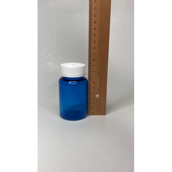150 ml Mavi (Kobalt) Tablet Şişesi | Beyaz Kapaklı Vitamin, Kapsül ve Takviye Edici Gıda Kutusu (380 Adet/Koli)