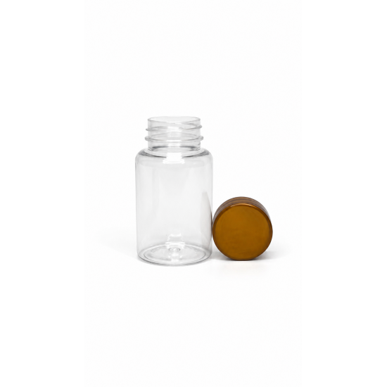 150 ml Şeffaf Tablet Şişesi | Gold Kapaklı Vitamin, Kapsül ve Takviye Edici Gıda Kutusu (380 Adet/Koli)