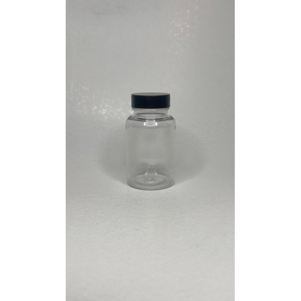 150 ml Şeffaf Tablet Şişesi | Siyah Kapaklı Vitamin, Kapsül ve Takviye Edici Gıda Kutusu (380 Adet/Koli)