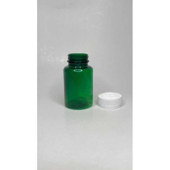 150 ml Yeşil Tablet Şişesi | Beyaz Çocuk Emniyetli Kapaklı Vitamin, Kapsül ve Takviye Edici Gıda Kutusu (380 Adet/Koli)
