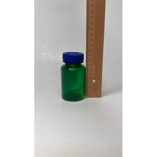 150 ml Yeşil Tablet Şişesi | Mavi Çocuk Emniyetli Kapaklı Vitamin, Kapsül ve Takviye Edici Gıda Kutusu (380 Adet/Koli)