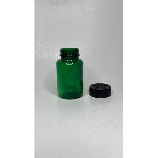 150 ml Yeşil Tablet Şişesi | Siyah Çocuk Emniyetli Kapaklı Vitamin, Kapsül ve Takviye Edici Gıda Kutusu (380 Adet/Koli)