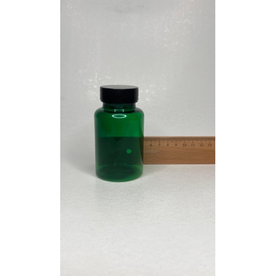 150 ml Yeşil Tablet Şişesi | Siyah Kapaklı Vitamin, Kapsül ve Takviye Edici Gıda Kutusu (380 Adet/Koli)