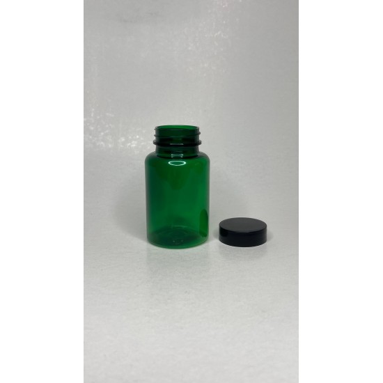 150 ml Yeşil Tablet Şişesi | Siyah Kapaklı Vitamin, Kapsül ve Takviye Edici Gıda Kutusu (380 Adet/Koli)