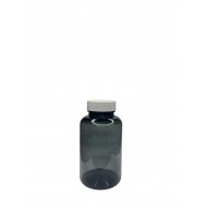 200 ml Gri Tablet Şişesi | Beyaz Kapaklı Vitamin, Kapsül ve Takviye Edici Gıda Kutusu (400 Adet/Koli)