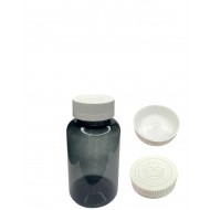 200 ml Gri Tablet Şişesi | Beyaz Çocuk Emniyetli Kapaklı Vitamin, Kapsül ve Takviye Edici Gıda Kutusu (400 Adet/Koli)