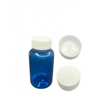 200 ml Mavi Tablet Şişesi | Beyaz Çocuk Emniyetli Kapaklı Vitamin, Kapsül ve Takviye Edici Gıda Kutusu (400 Adet/Koli)